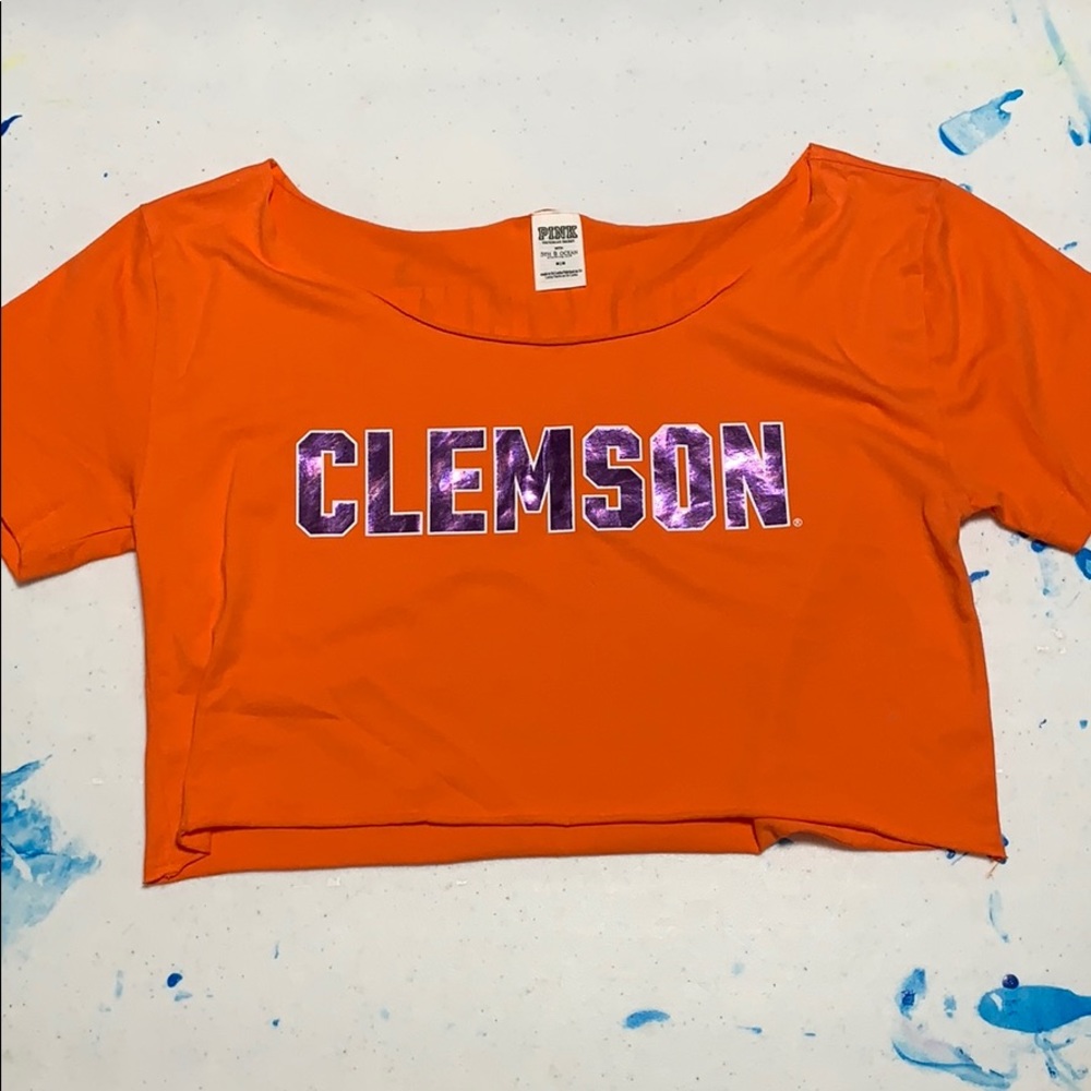 NWOT Pink Clemson Crop Top
